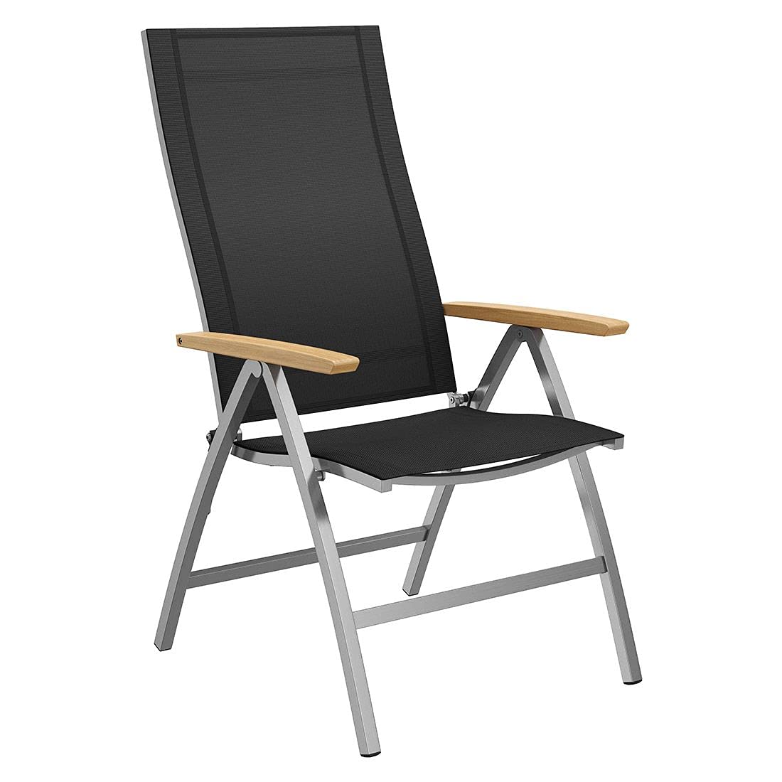 OUTLIV. Oviedo Folding Chair Stainless Steel/Textilene/Teak